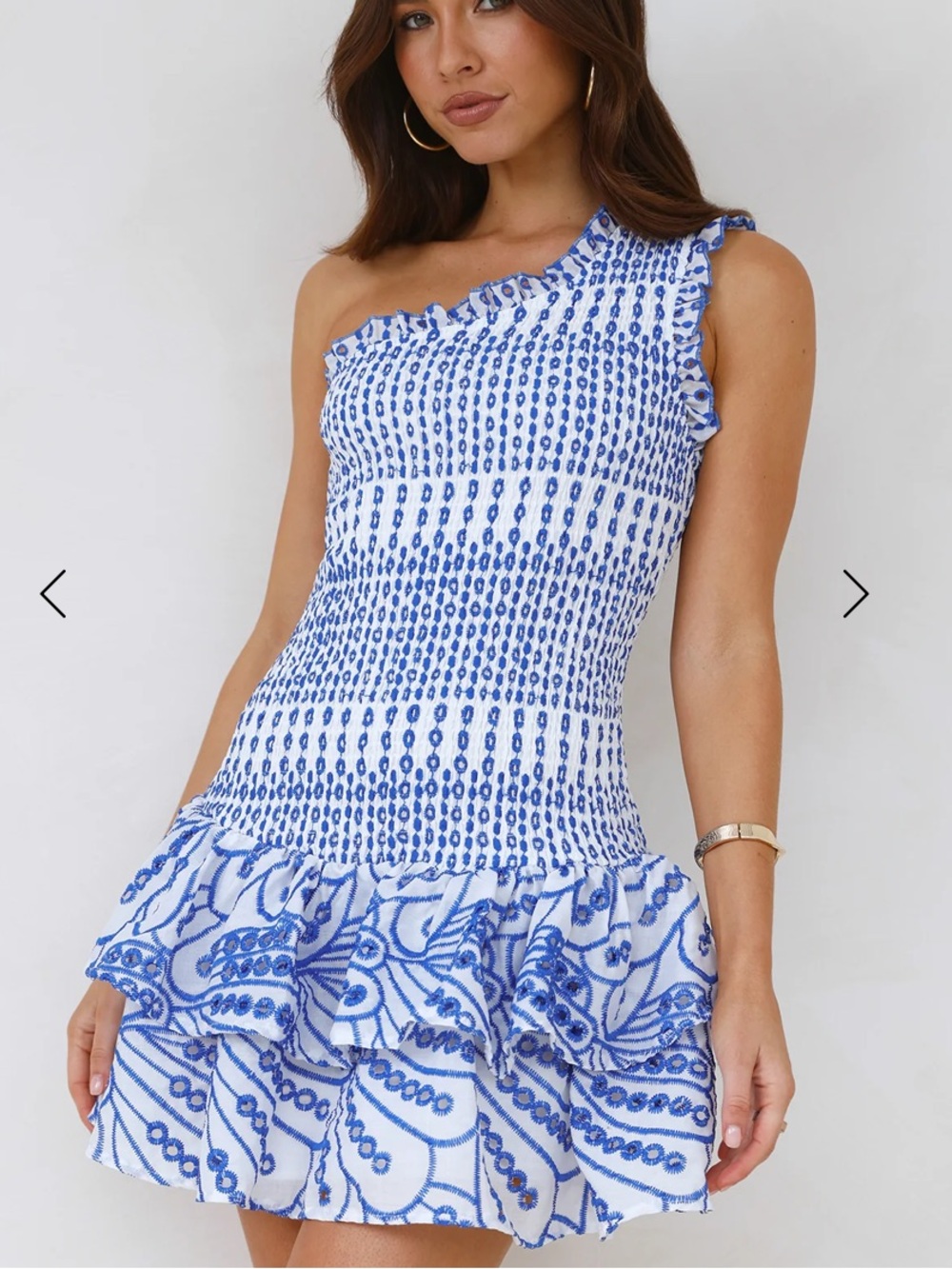 Hello Molly ALL THE ELEMENTS ONE SHOULDER MINI DRESS BLUE NWT